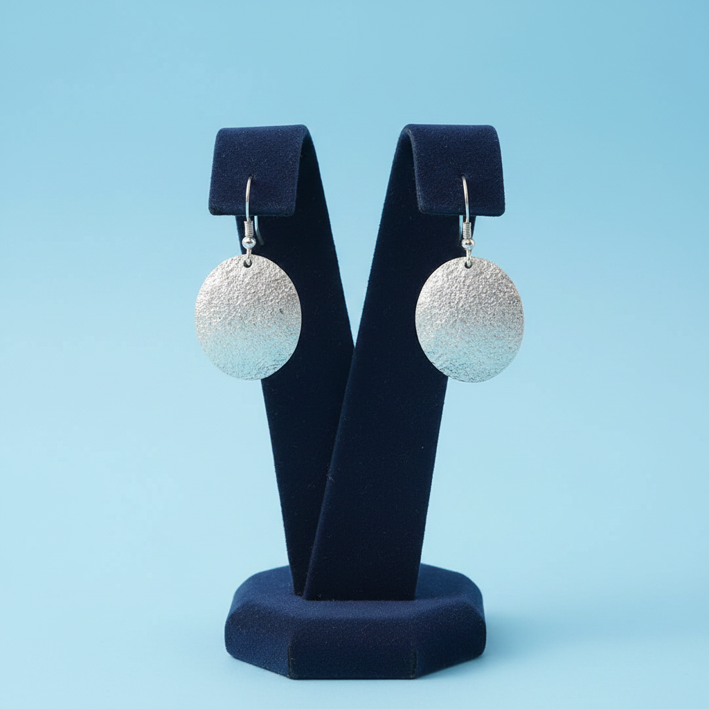 Textured Sterling Silver Disk Earrings