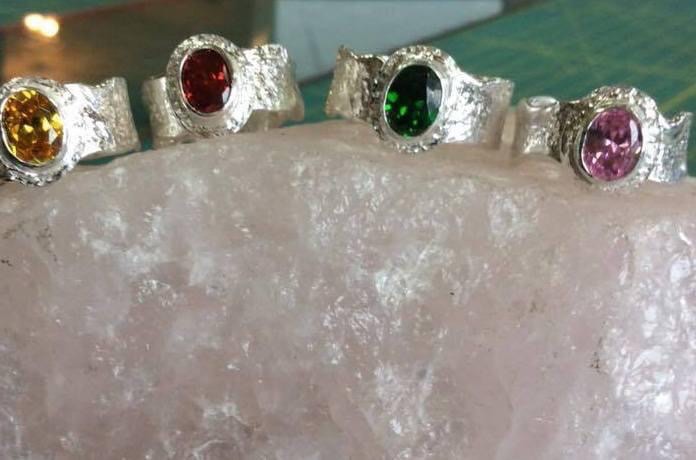 Birthstone  Ring with wide torched band (available in all birthstones)