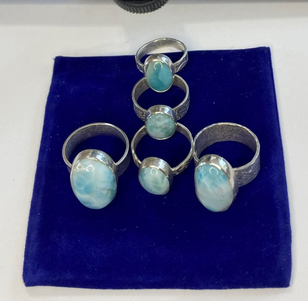 Larimar Sterling Silver Rings -SAMPLE ONLY