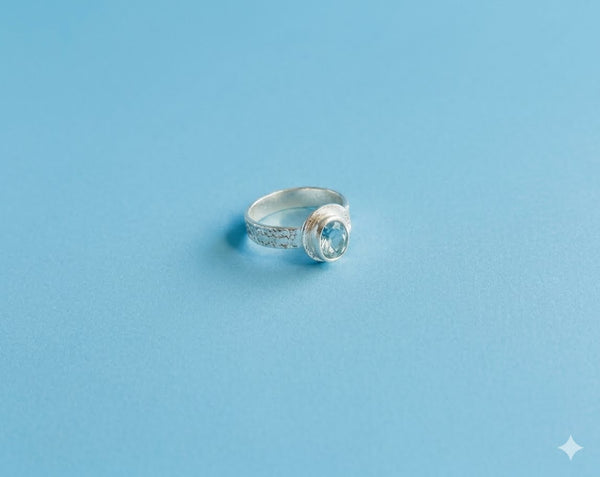 Sterling Silver lab created  Lt Blue Ring