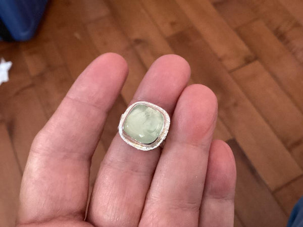 Prehnite Sterling Silver Ring (3) size 7 1/2