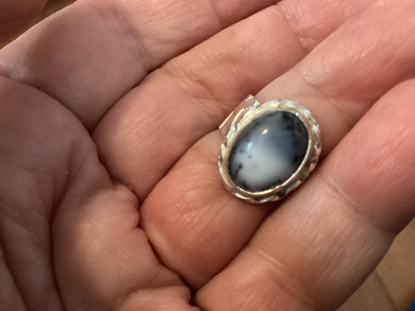 Dendritic Agate Sterling Silver Ring (1) size 6.25
