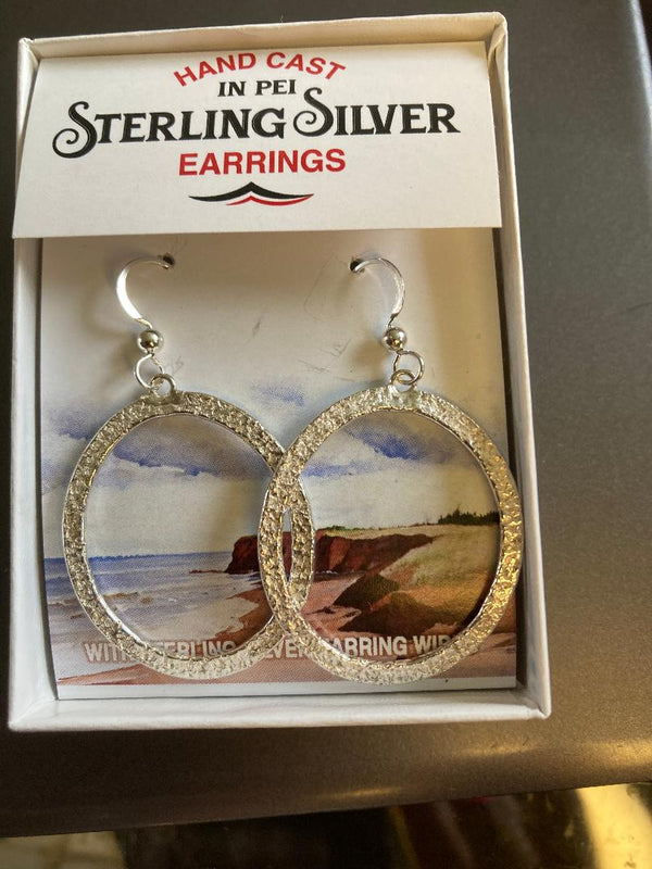 Sterling Silver Sand Embossed Hoop Earrings