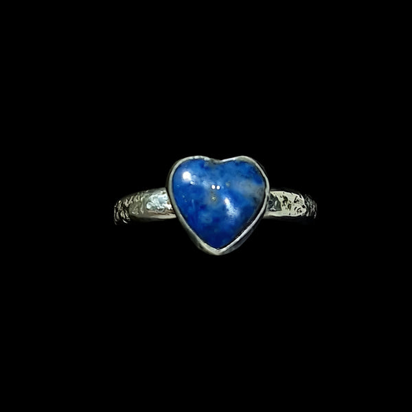 Sterling Silver Lapis Lazuli Heart Shaped Ring