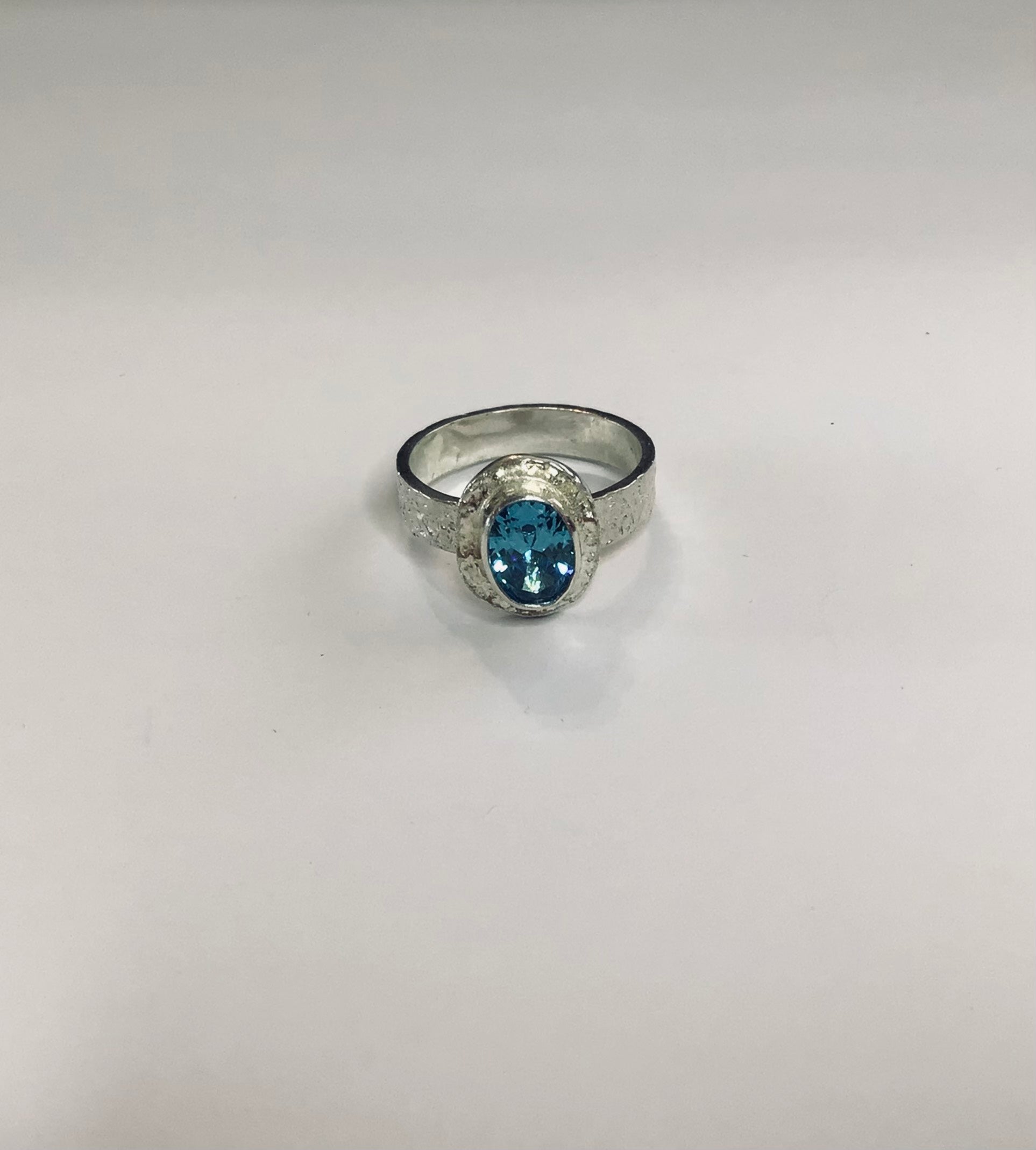 Blue Topaz CZ Sterling Silver Ring