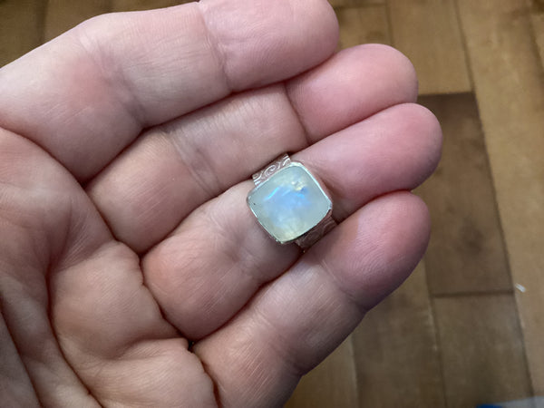 Moonstone Sterling Silver Ring (2) size 5 1/4