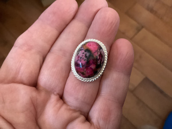 Rhodonite Sterling Silver Ring (1) size 6.75