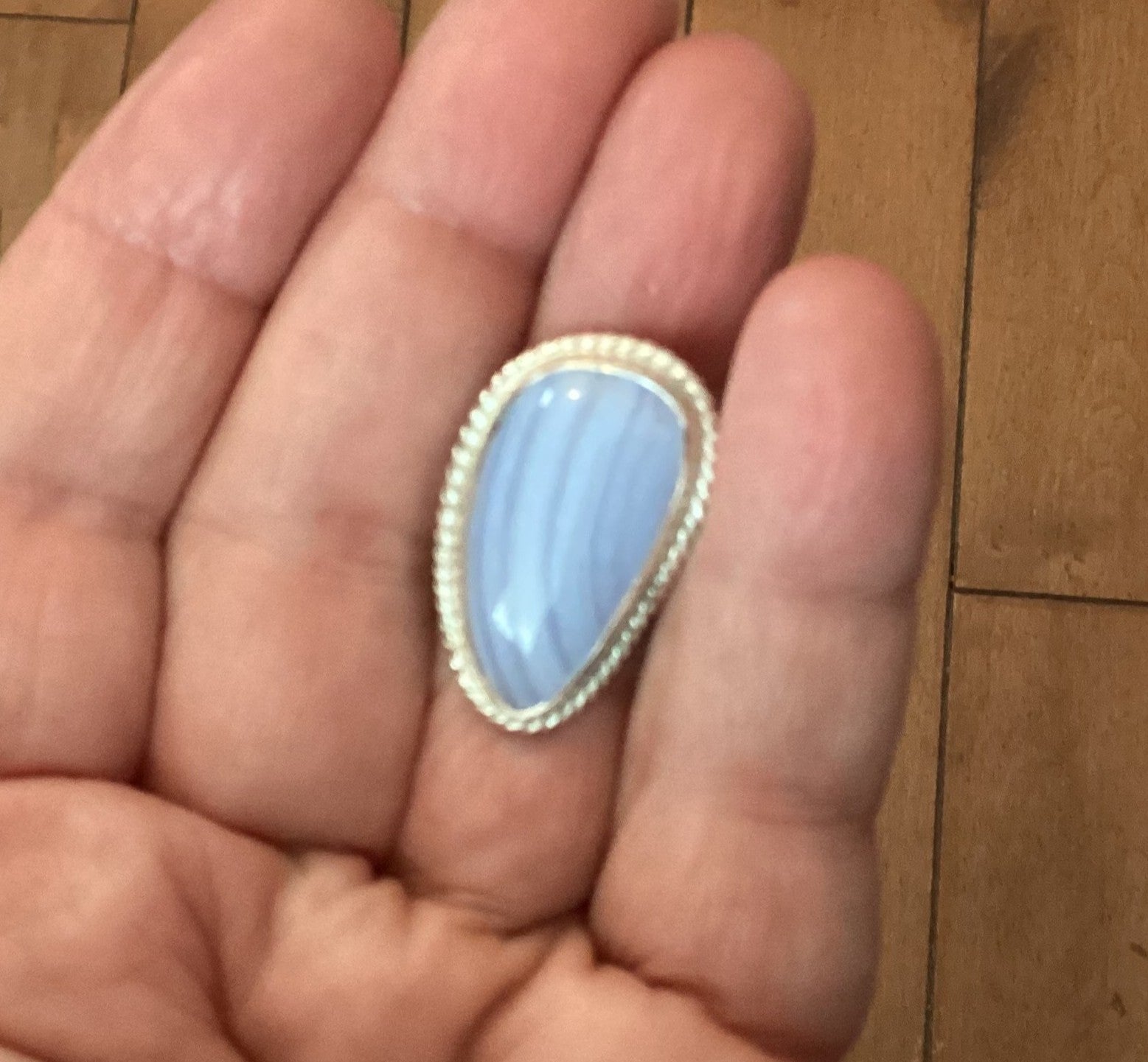 Blue Lace Agate Sterling Silver Ring (2) size 6 1/2
