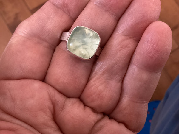 Prehnite Sterling Silver Ring (1) size 9 1/4