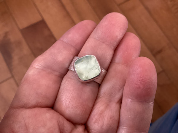 Prehnite Sterling Silver Ring (2) size 8 1/2