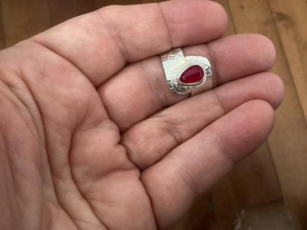 Red Agate Sterling Silver Ring (1) size 7 1/2