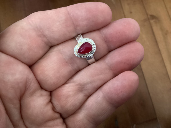 Red Agate Sterling Silver Ring (2) size 7 1/2