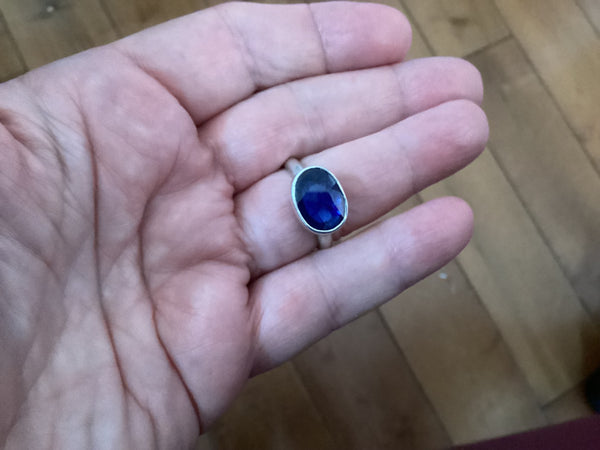 Natural Sterling Silver Sapphire Ringg size 10