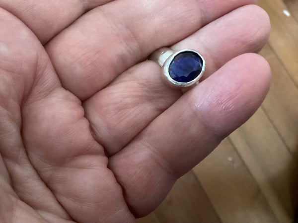 Natural Sterling Silver Sapphire Rings size 6 1/2
