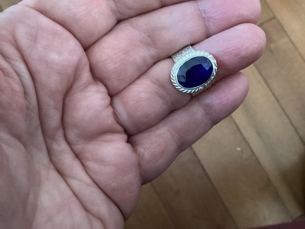 Natural Sterling Silver Sapphire Ringg size 5 1/4