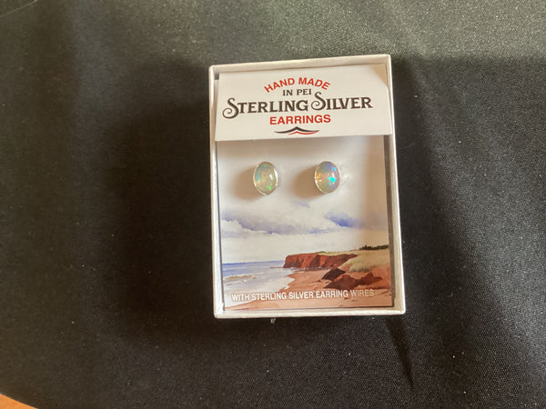 Sterling Silver Natural Opal Stud Earrings (3)