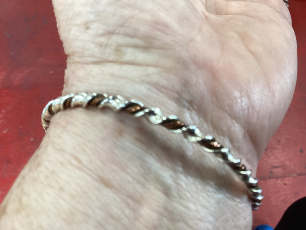 Twisted Sterling Silver and Copper Bangle