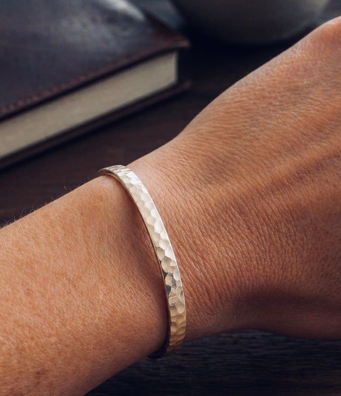 Sterling Silver Hammered Bangle