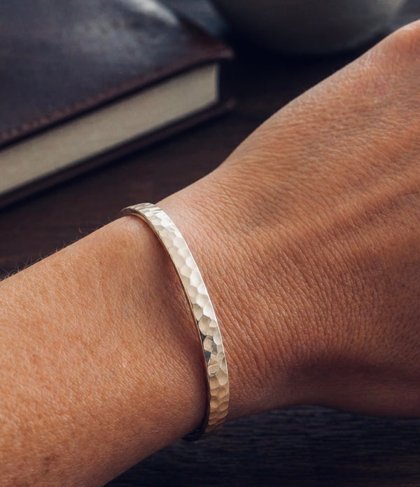 Sterling Silver Hammered Bangle