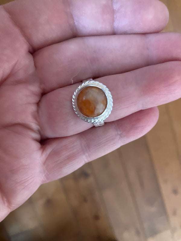 Orange Calcite Sterling Silver Ring (1) size 6 1/2