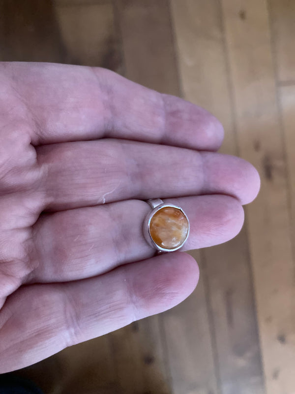 Orange Calcite Sterling Silver Ring (2) size 6