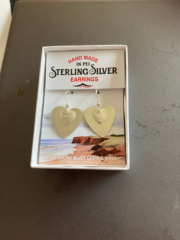 Sterling Silver Heart Earrings-Medium