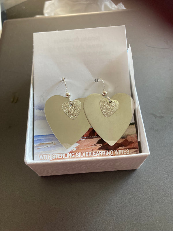 Sterling Silver Heart Earrings-Large