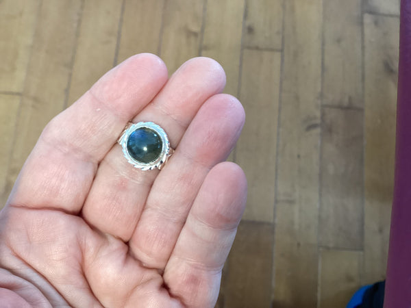 Labradorite Sterling Silver Ring (1) size 8 to 10