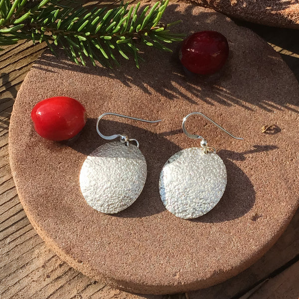 Sterling Silver Domed Disk Earrings