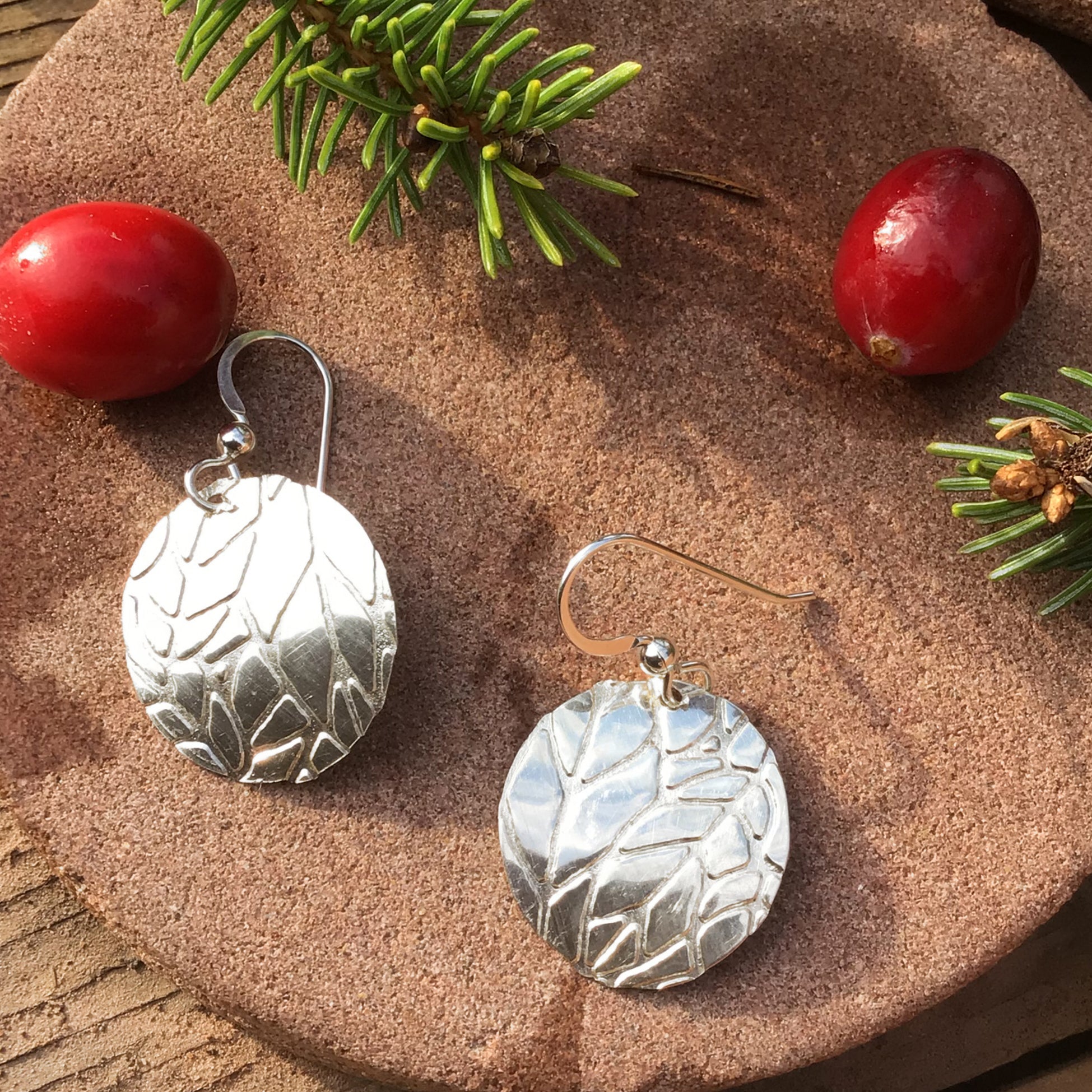 Textured Sterling Silver Disk Earrings