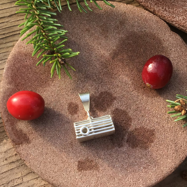 Medium Sterling Silver Lobster Trap Pendant