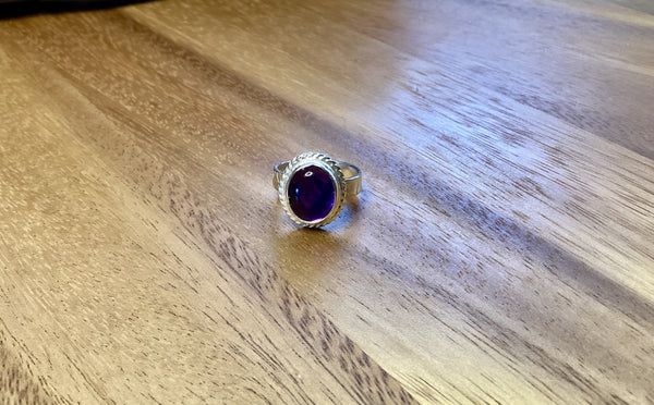 Genuine Amethyst Sterling Silver Ring