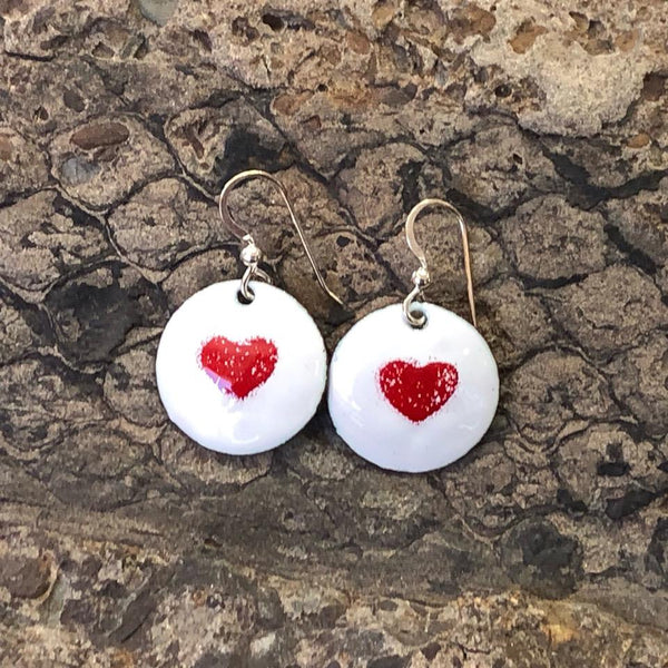 Enameled Heart Earrings