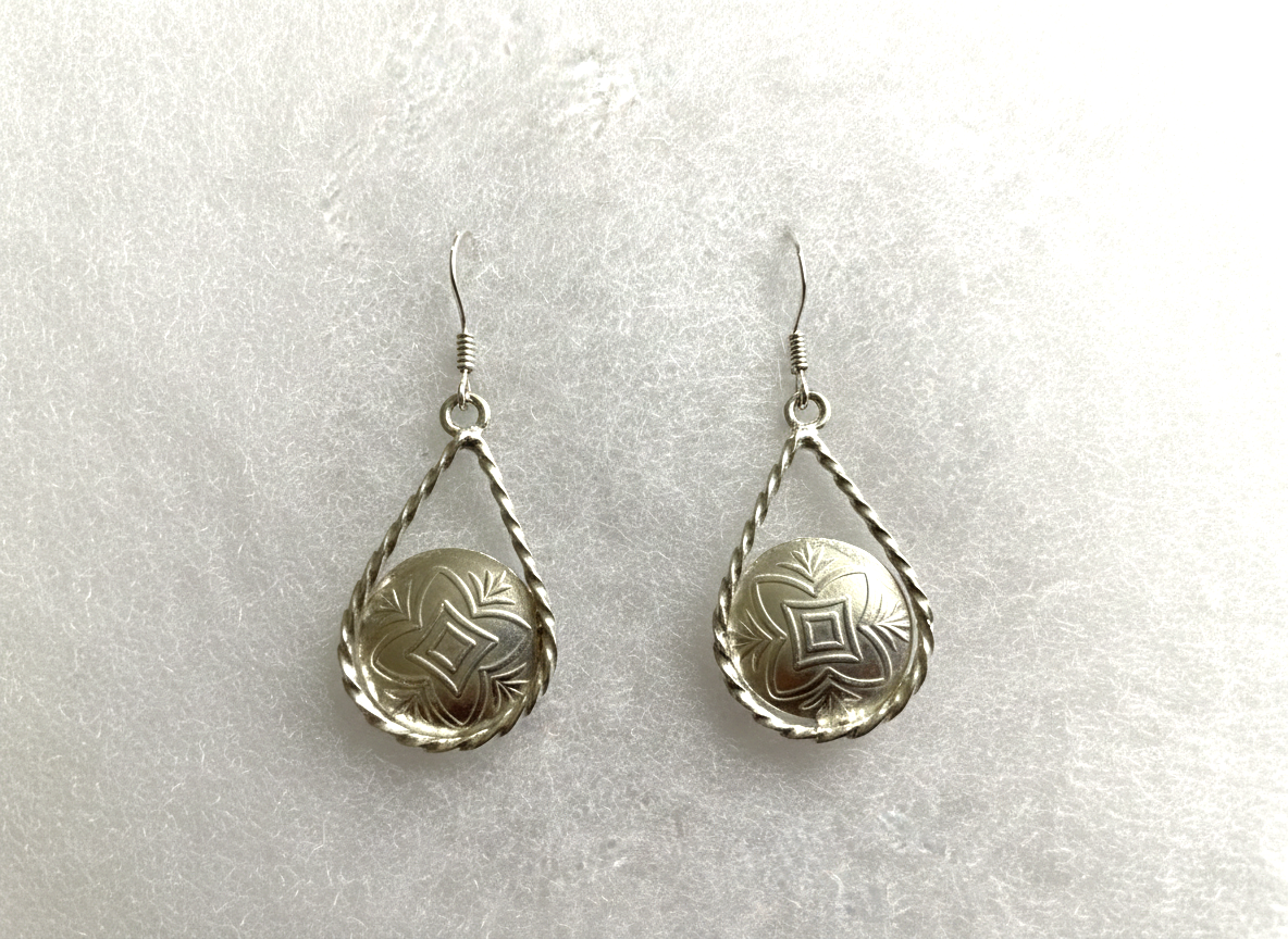 Handcrafted Sterling Silver Embossed Earrings (small)