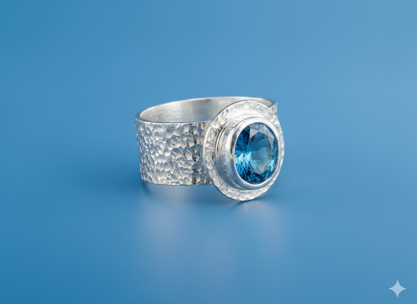 Sterling Silver lab created Dk Blue Ring