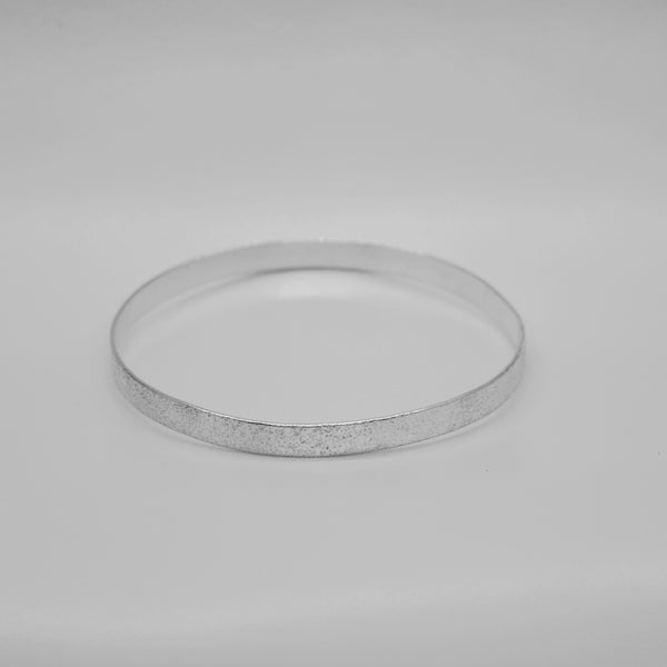 Wide Sand Embossed Sterling Silver Bangle