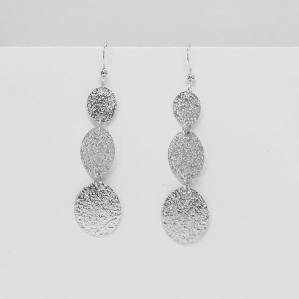 Triple Disk Earrings with sand texture