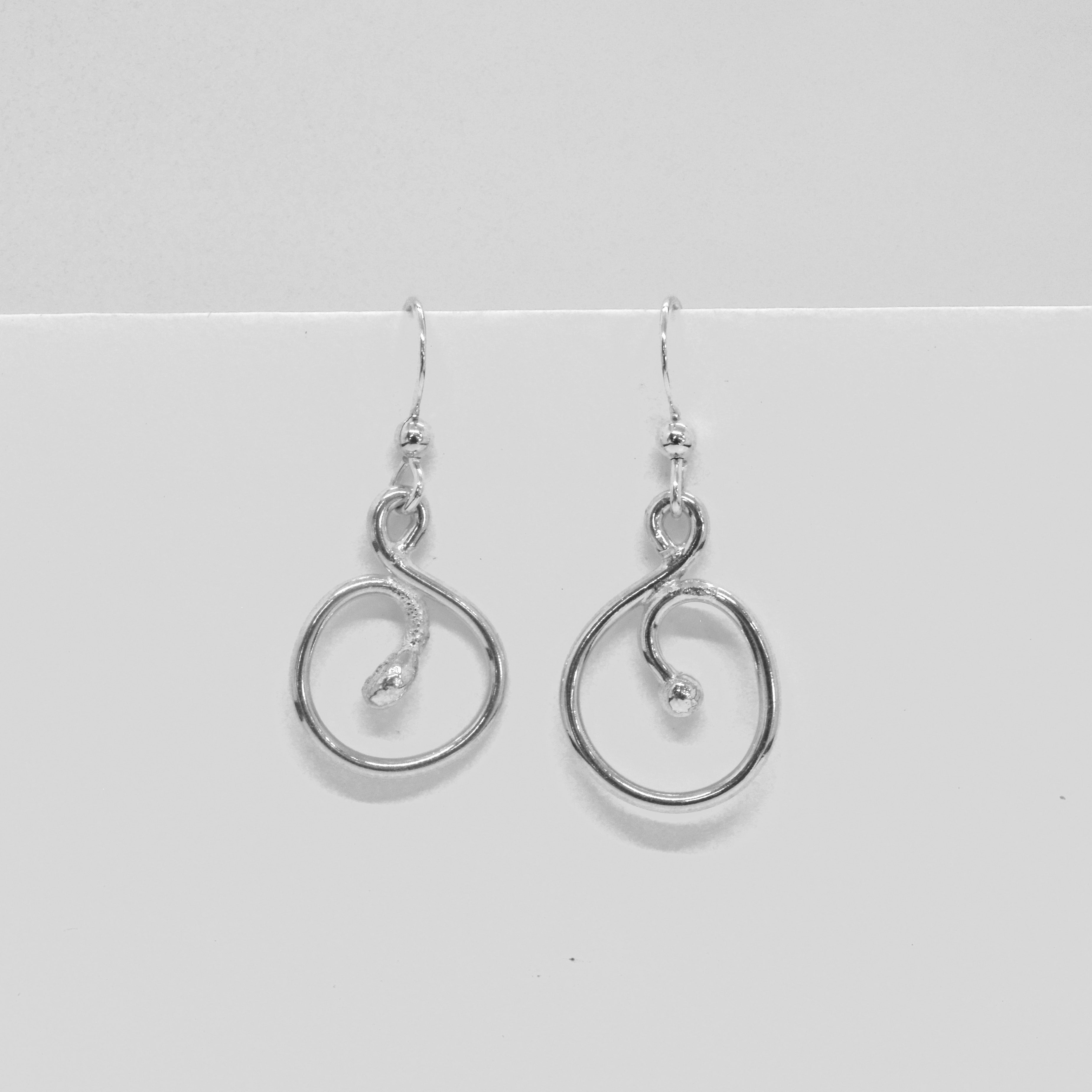 Fine silver swirl earrings
