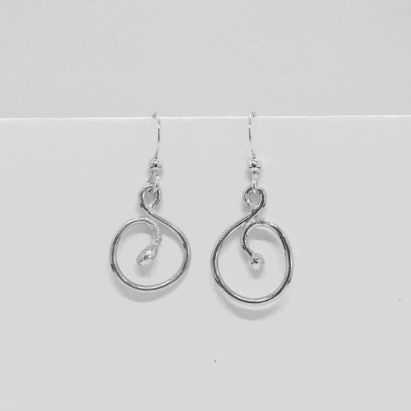 Fine silver swirl earrings