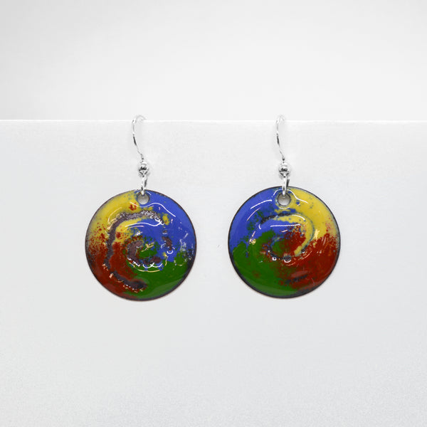 Multi-coloured Vitreous Enamel Earrings