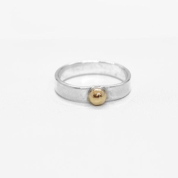 Silver Ring with 14K gold ball