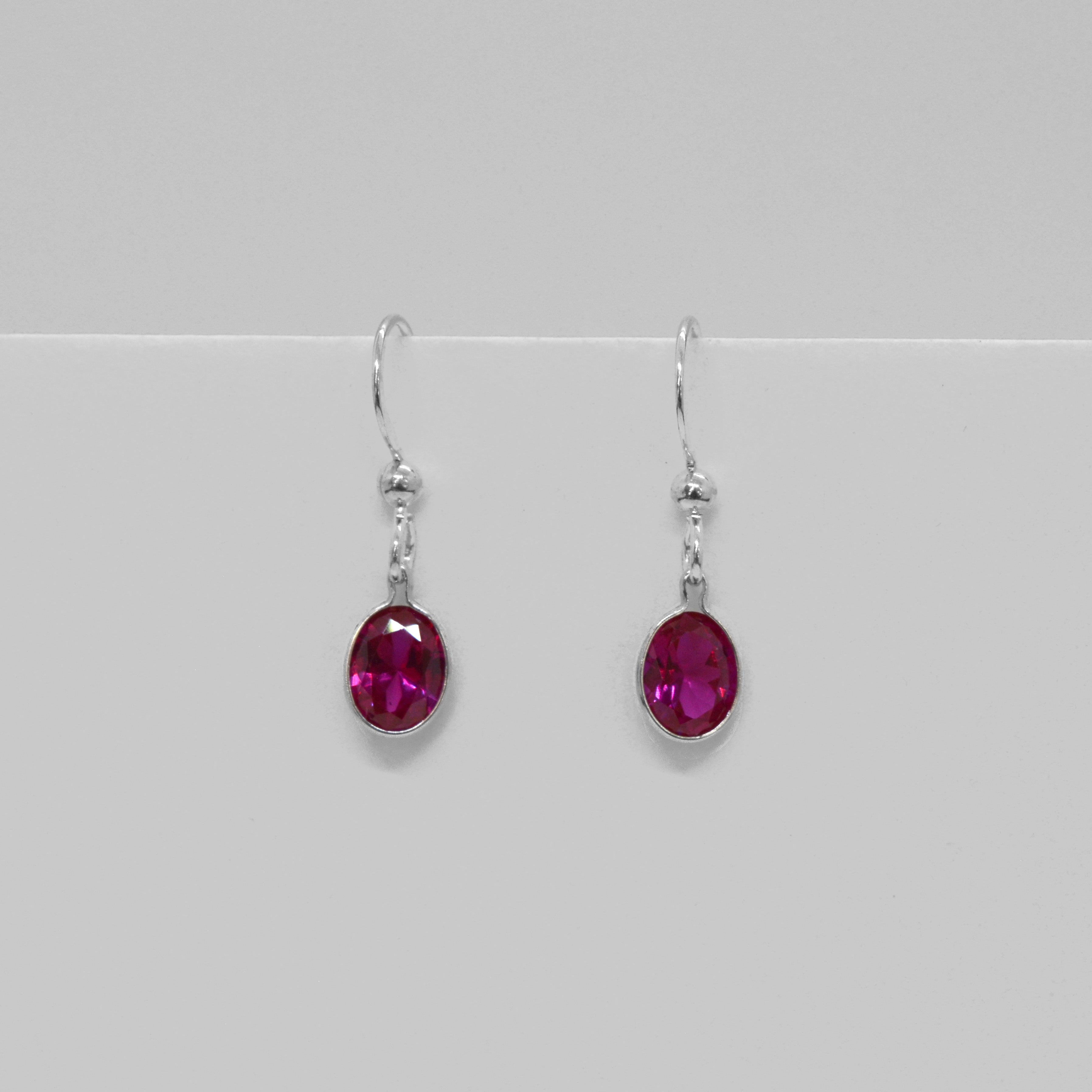 Oval birthstone earrings (July/Ruby)