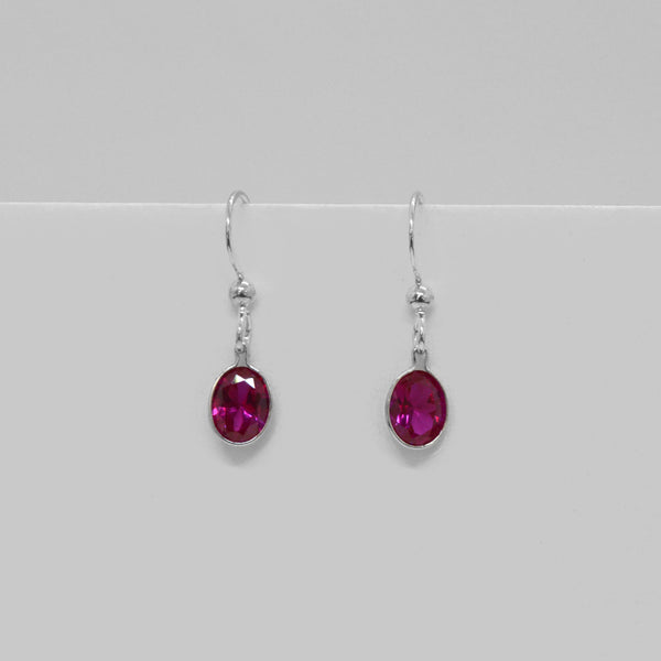 Oval birthstone earrings (July/Ruby)
