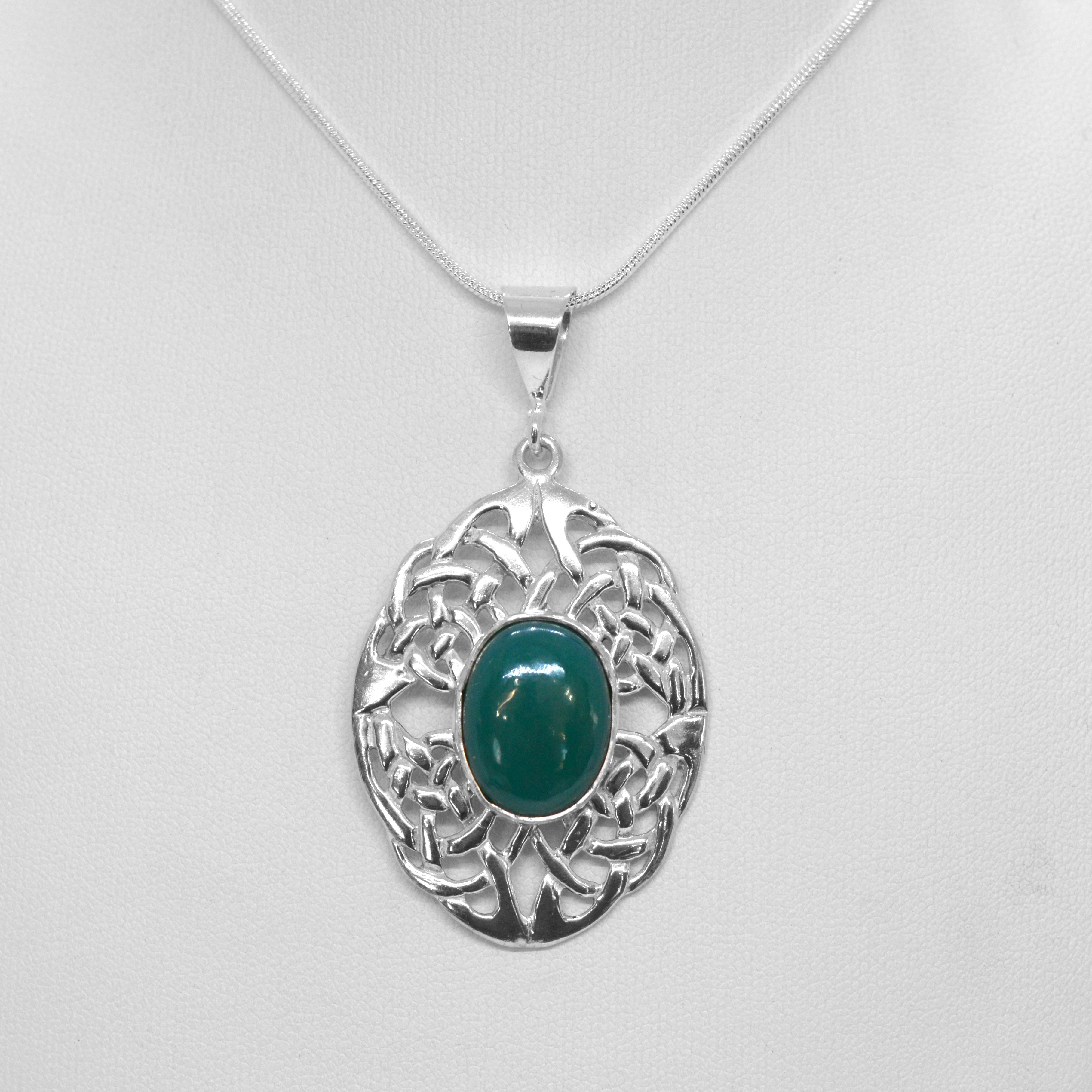 Celtic Knot Pendant with Green Onyx