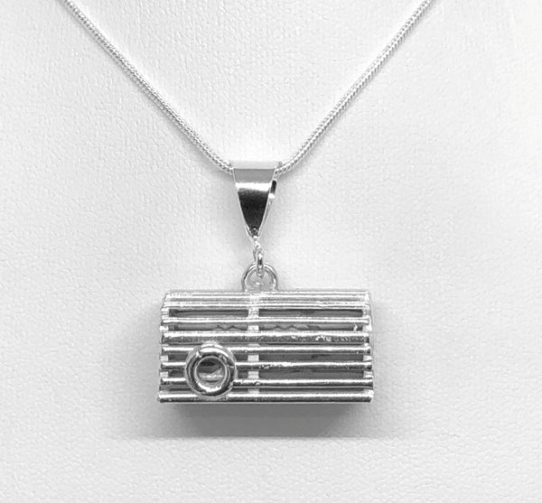 Sterling Silver Lobster Trap Pendant (medium)