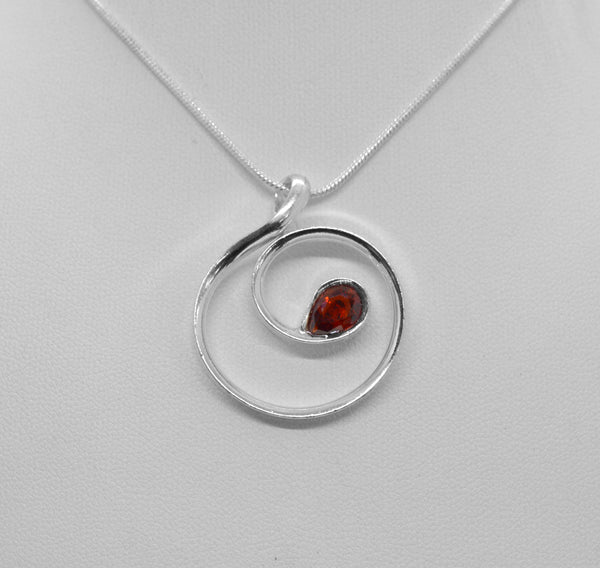 Sterling Silver Birthstone Pendant January / Garnet