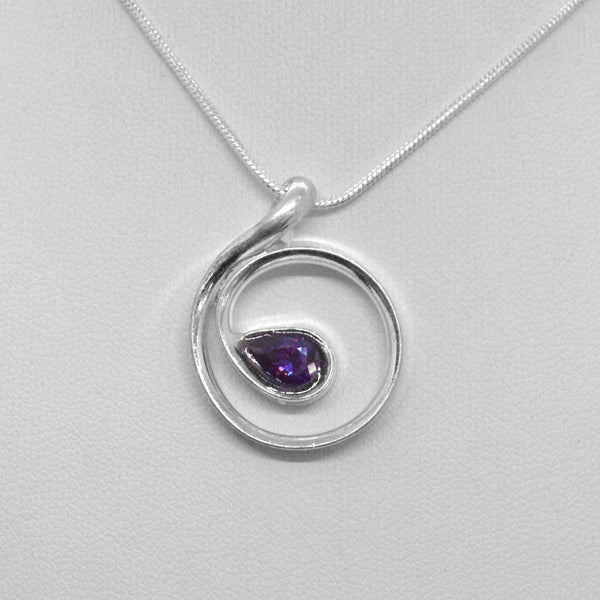 Sterling Silver Birthstone Pendant February / Amethyst