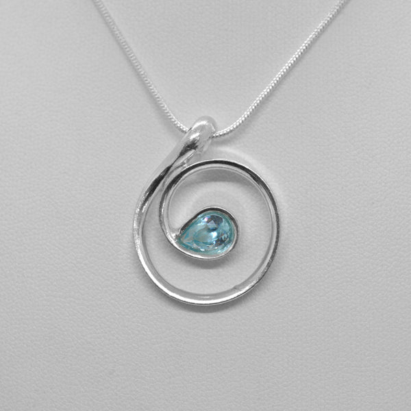 Sterling Silver Birthstone Pendant March / Aquamarine