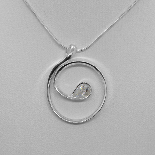 Sterling Silver Birthstone Pendant April / Diamond