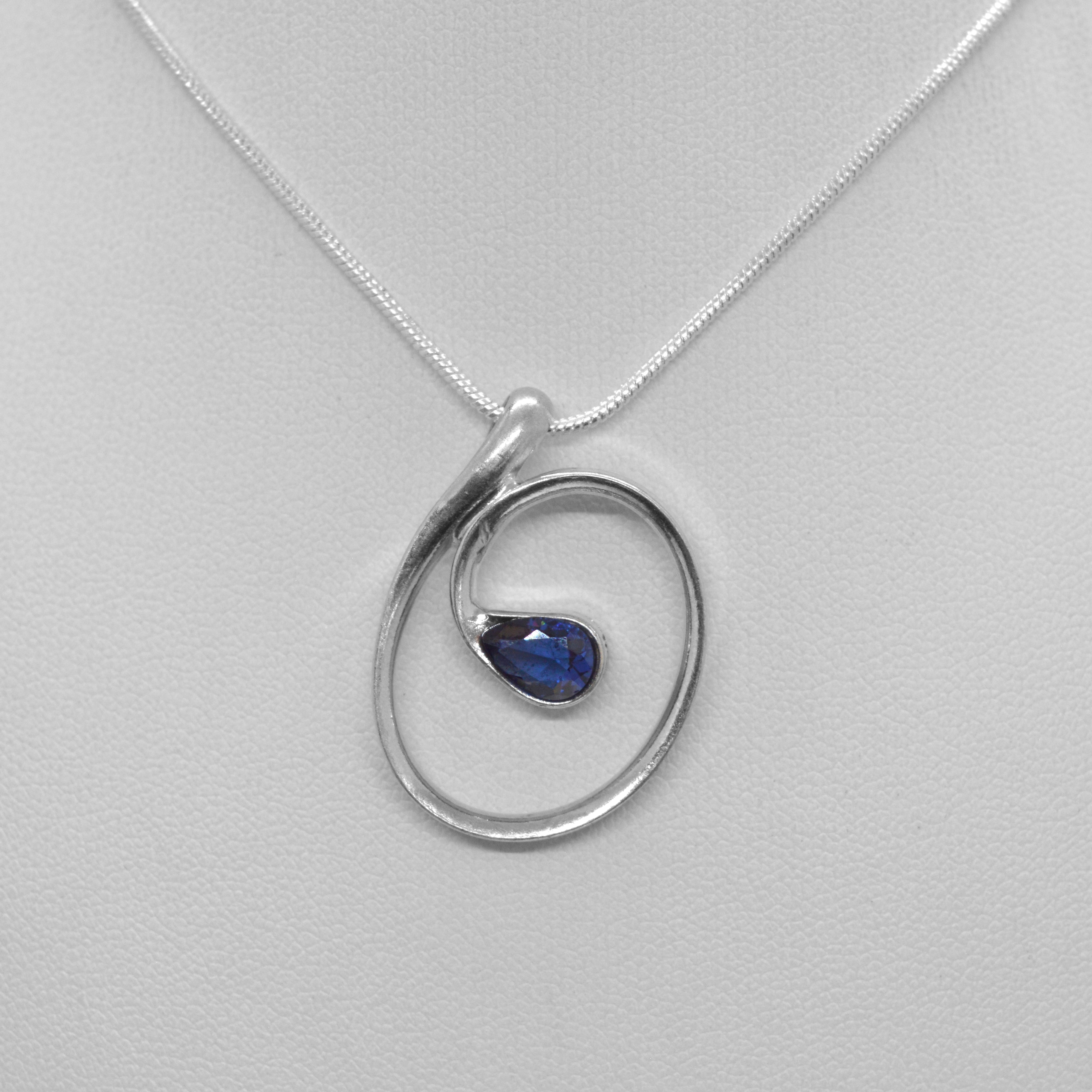 Sterling Silver Birthstone Pendant September / Sapphire